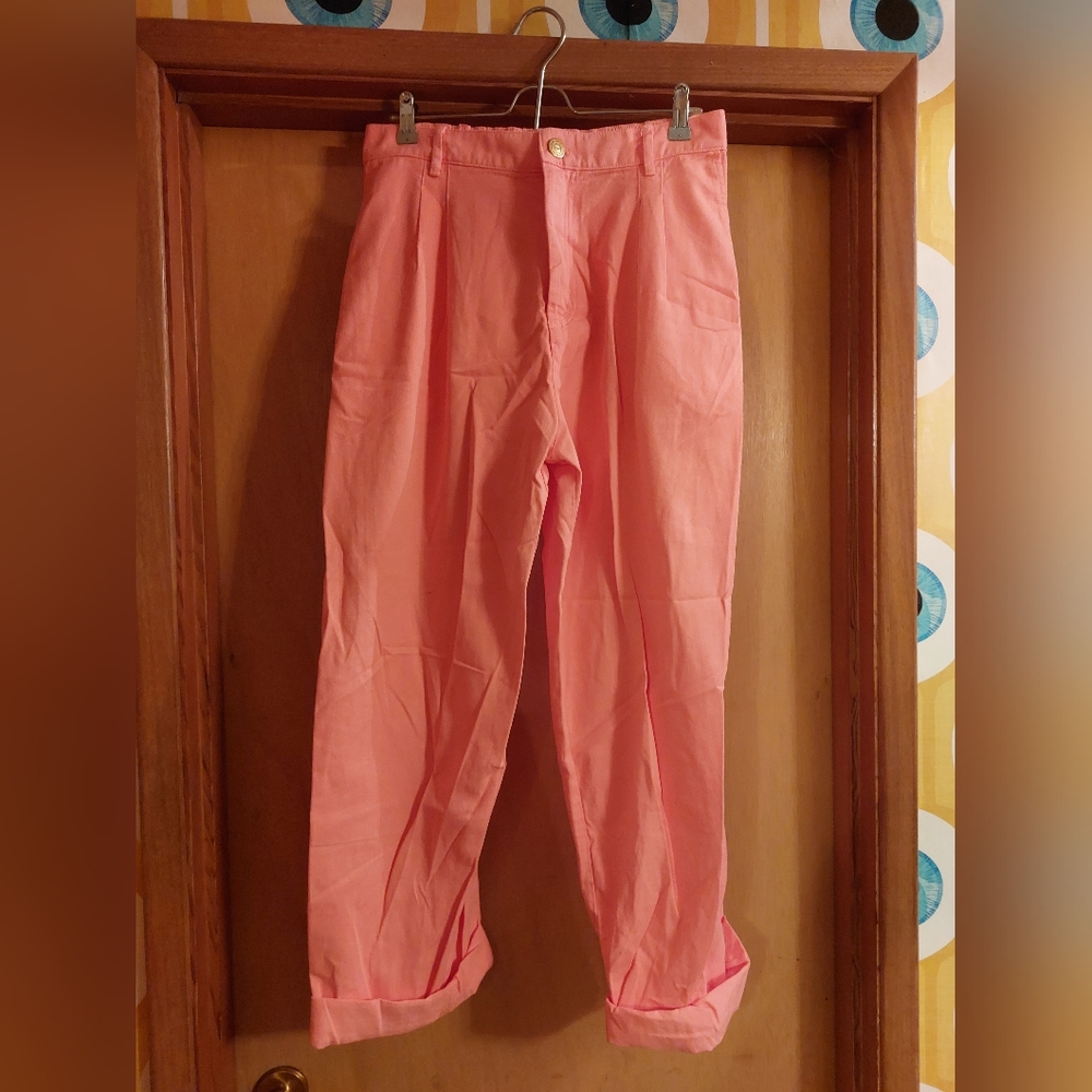 Big Bud Press Coral Pink High-Rise Straight Trousers